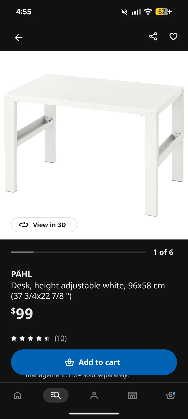 IKEA PÅHL Height Adjustable Desk (50x23)