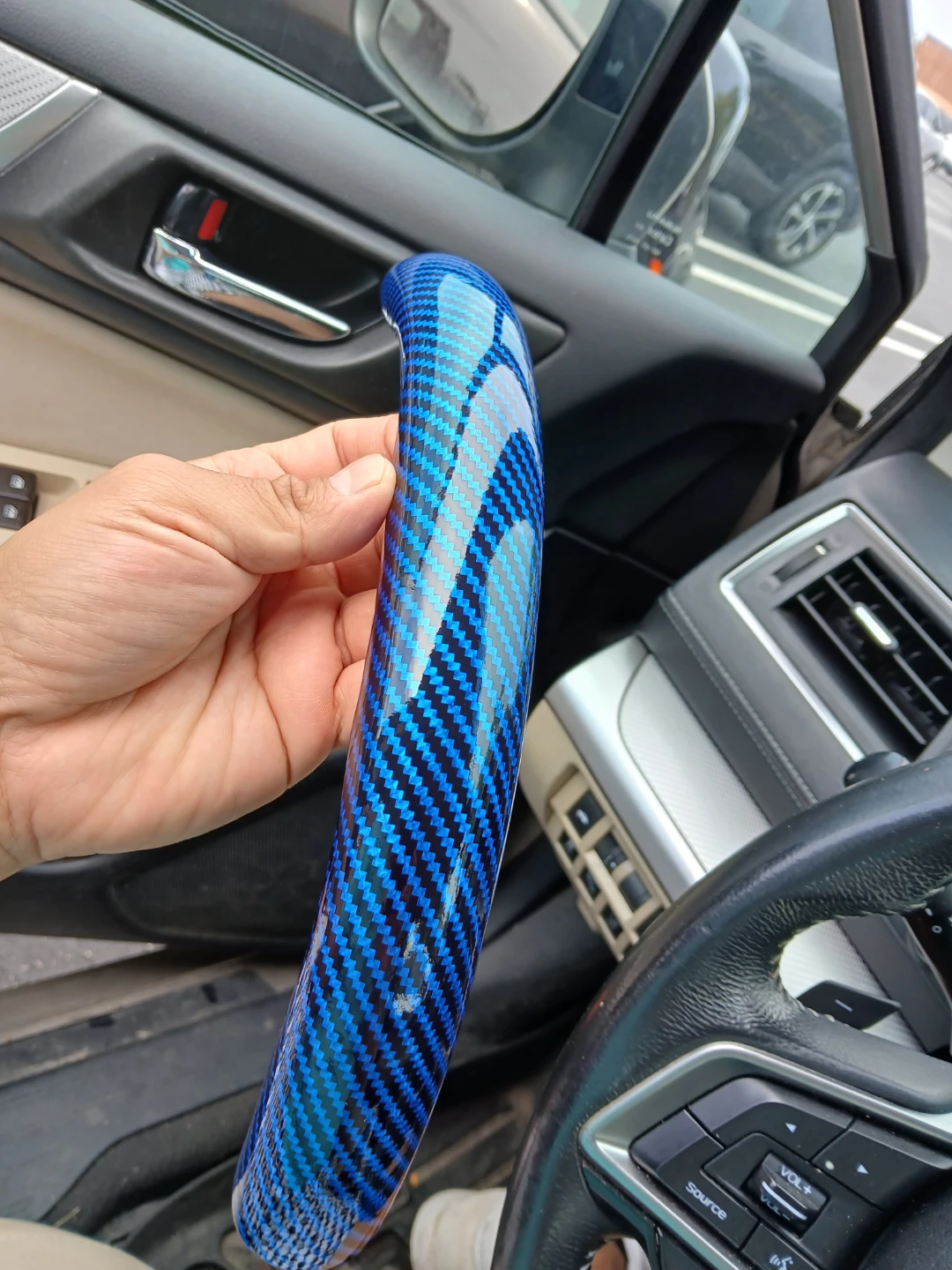 Blue Carbon Fiber car Steering Wheel Cover 3pcs - photo 5