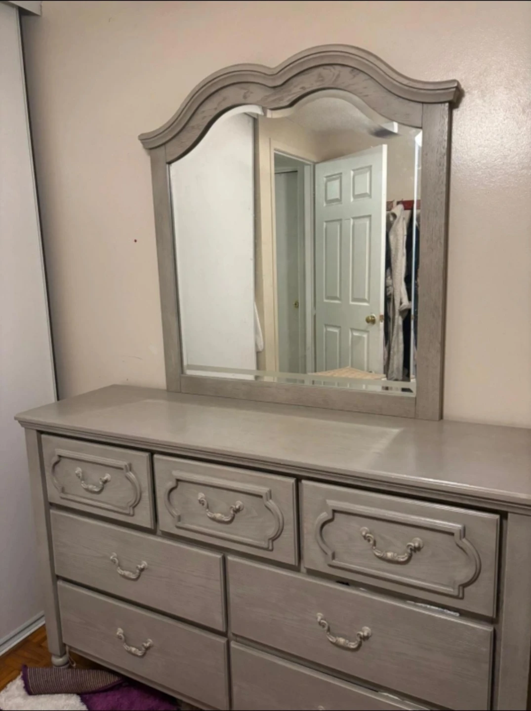 Grey Bedroom Dresser with Mirror - photo 2
