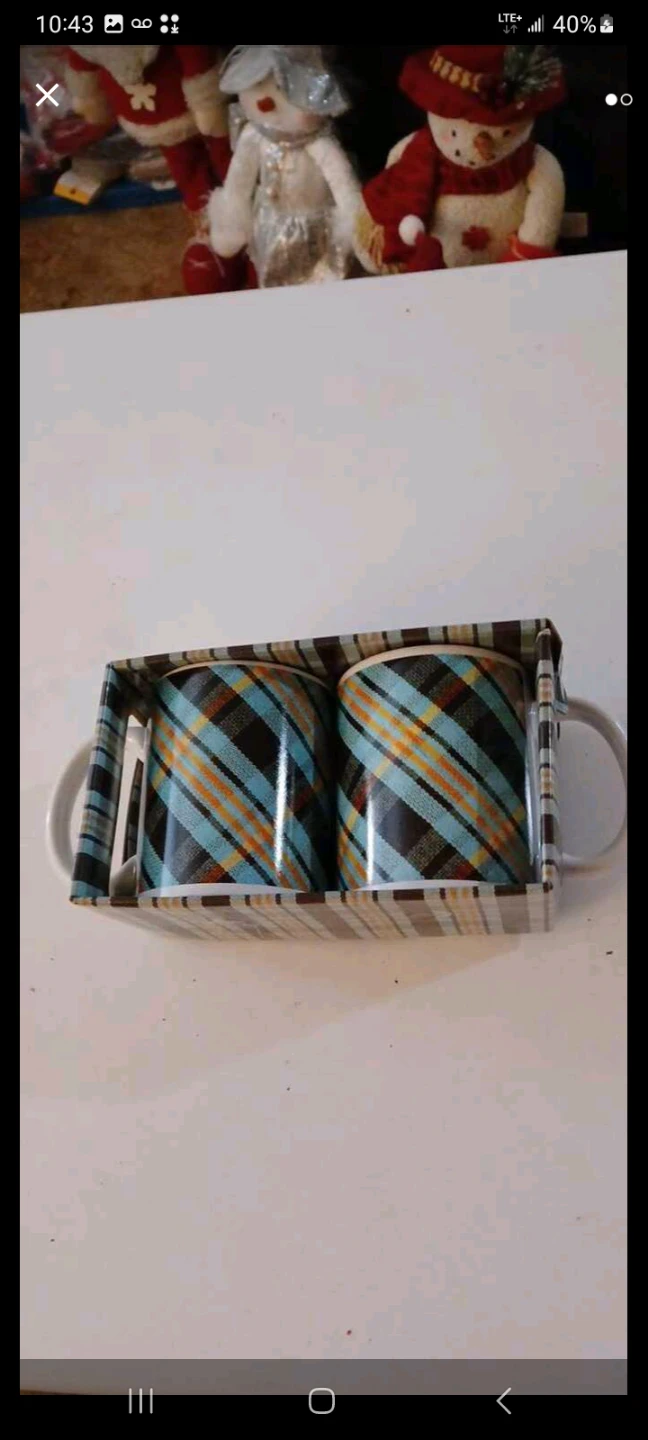 Two Plaid Mugs in Gift Box