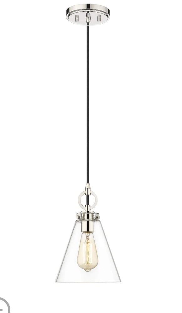 Clear Glass Pendant Light with Polished Nickel