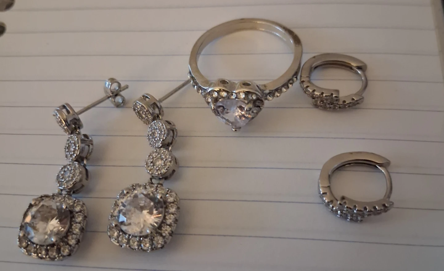 Rhinestone Ring and Earrings Set