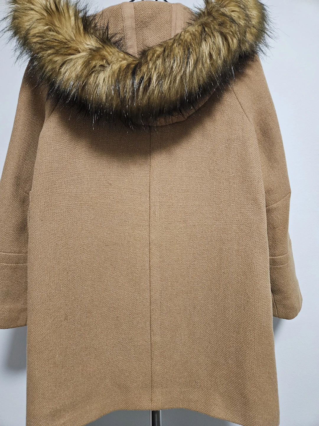 Tan Hooded Winter Coat with Faux Fur - photo 3