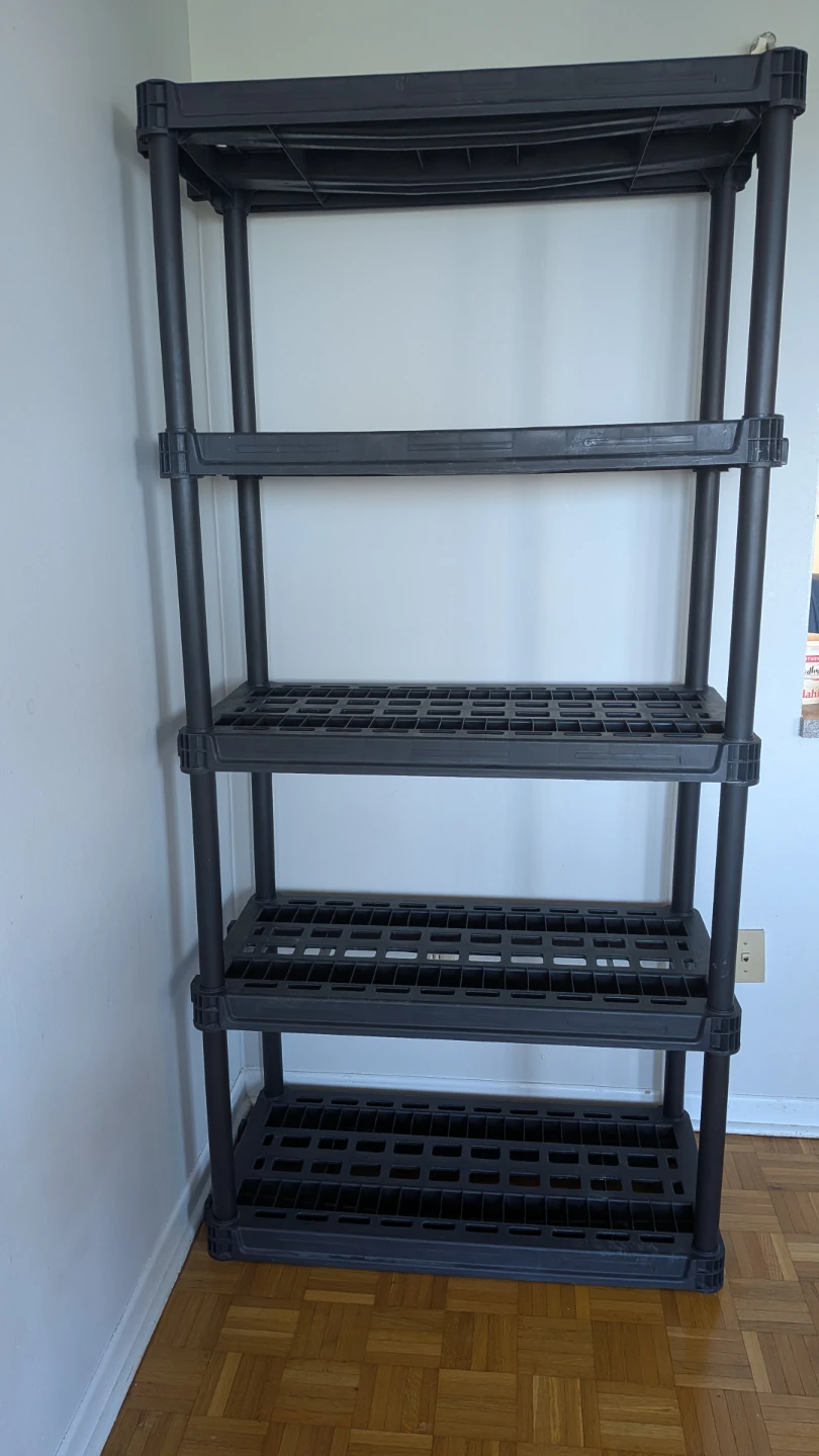 Black 4-Tier Plastic Storage Shelving Unit