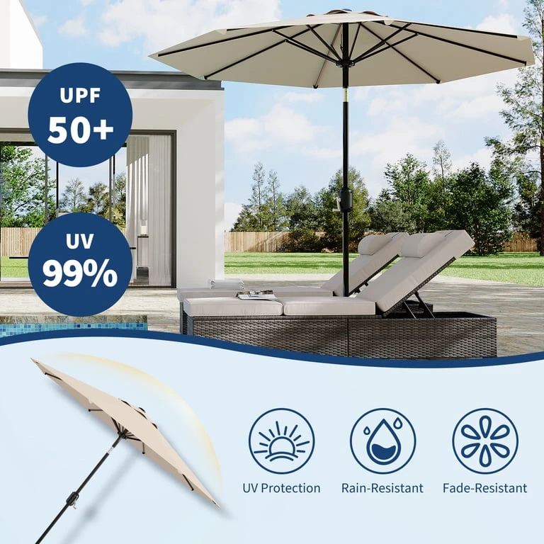 NEW In Box 9Ft  Beige Umbrella with Crank and Tilt (no base) - photo 2