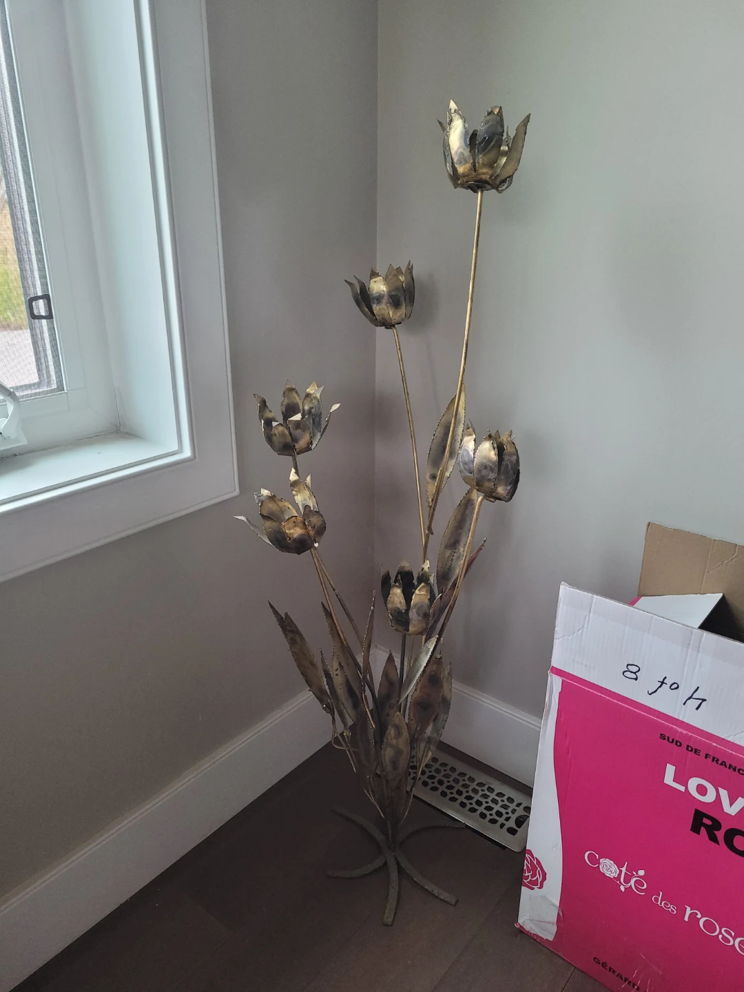 Gold Tone Metal Flower Sculpture
