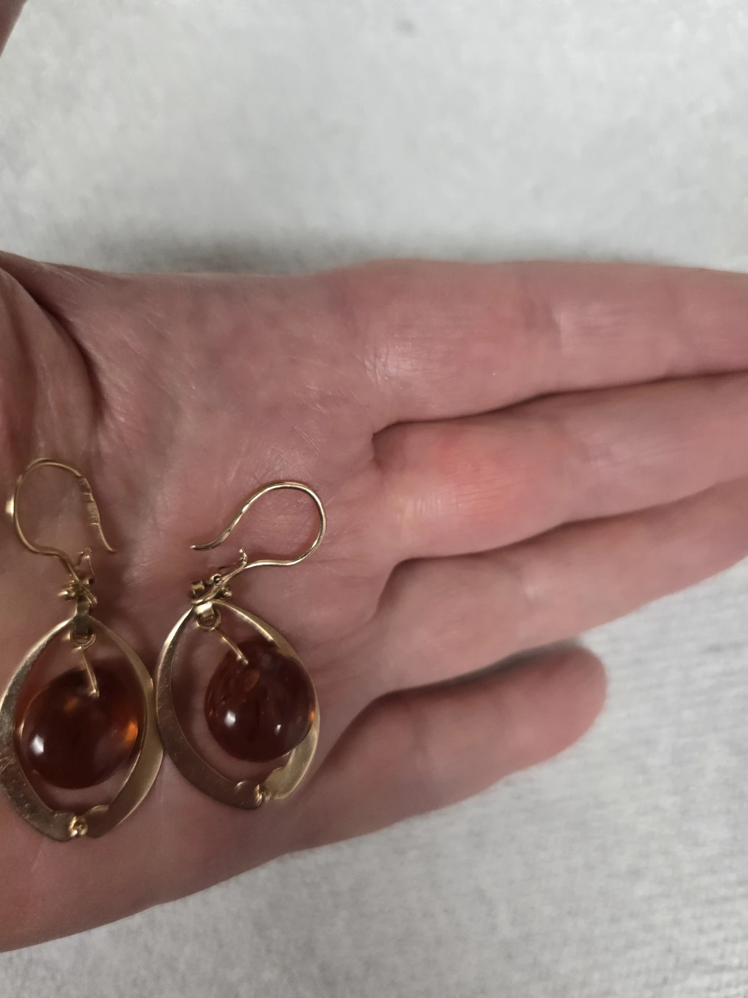 Vintage USSR * 583 STAMP Amber and Gold Drop Earrings - photo 3