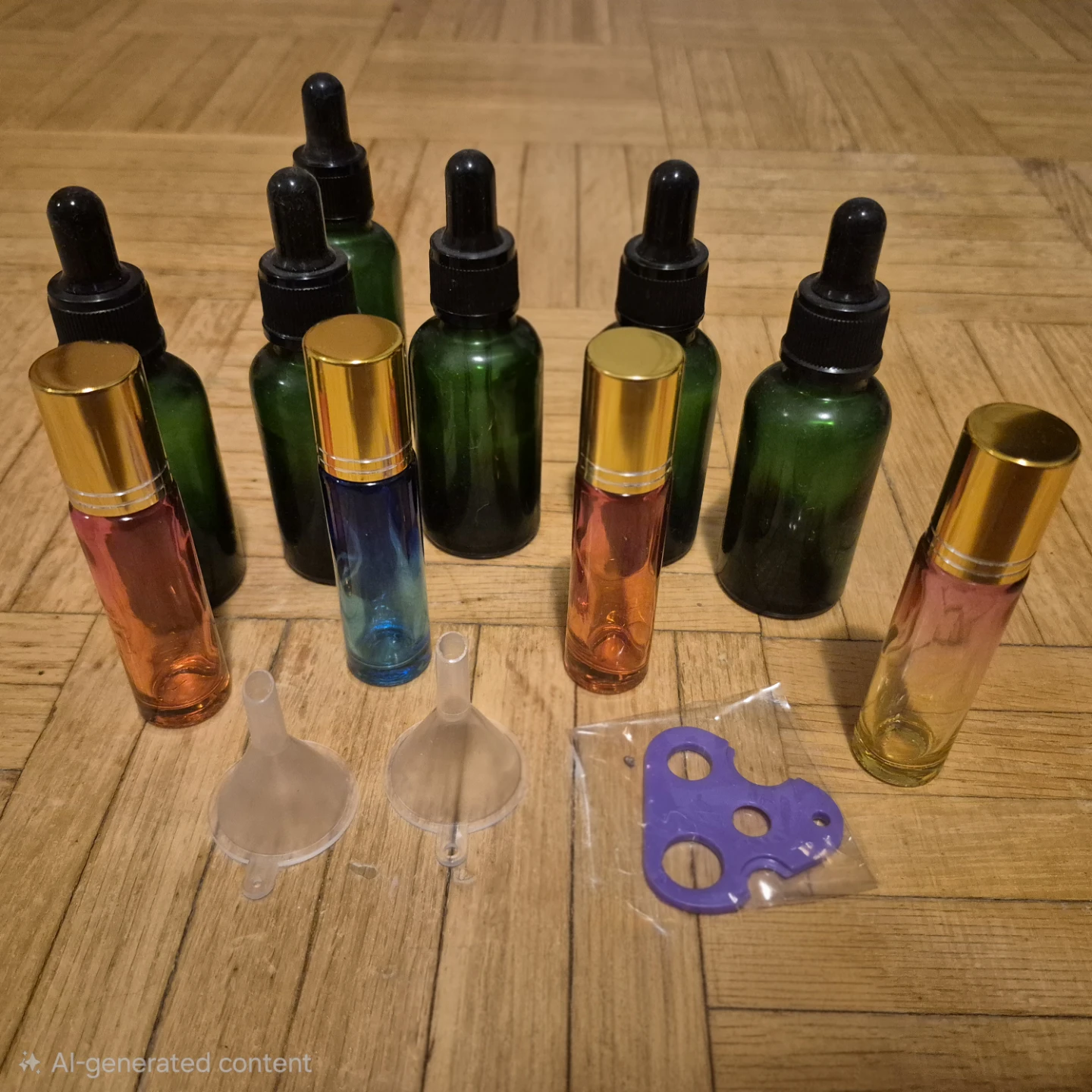 Assorted Glass Essential Oil Bottles and Rollers