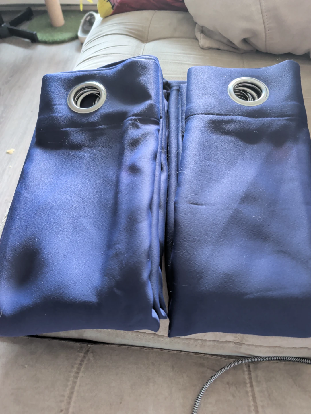 Pair of Navy Blue Grommet Curtains