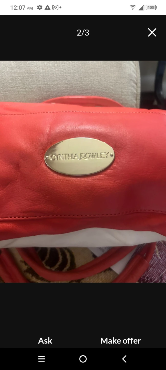 Cynthia Rowley Coral & White Leather Handbag - photo 2