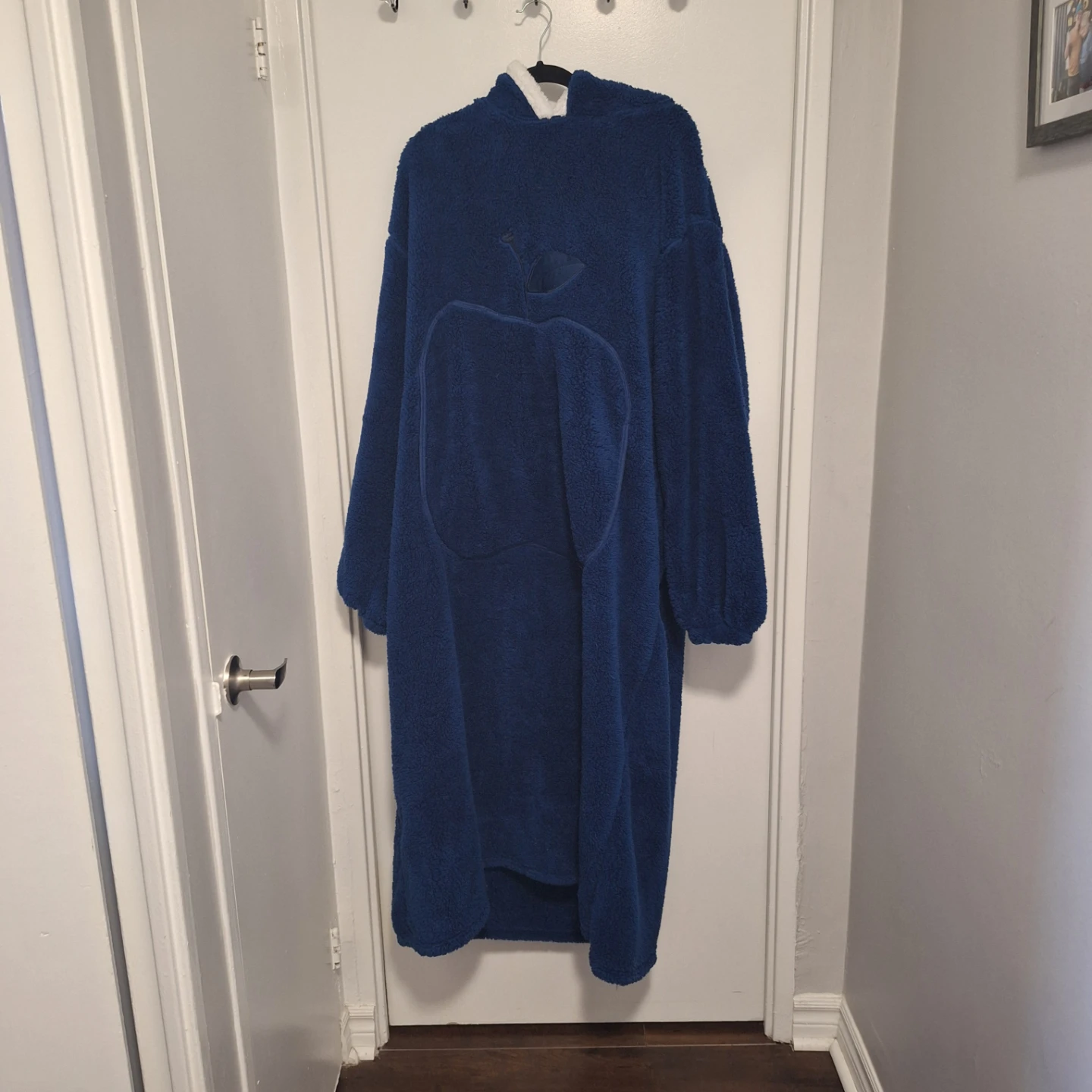 Blue Fleece Hooded Blanket Robe