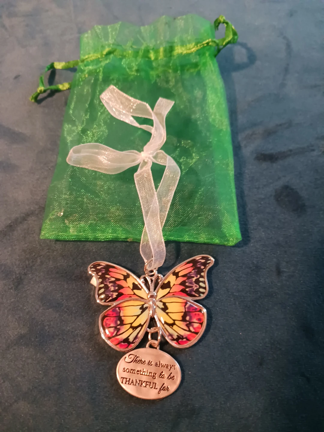 Butterfly Ornament with Thankful Charm