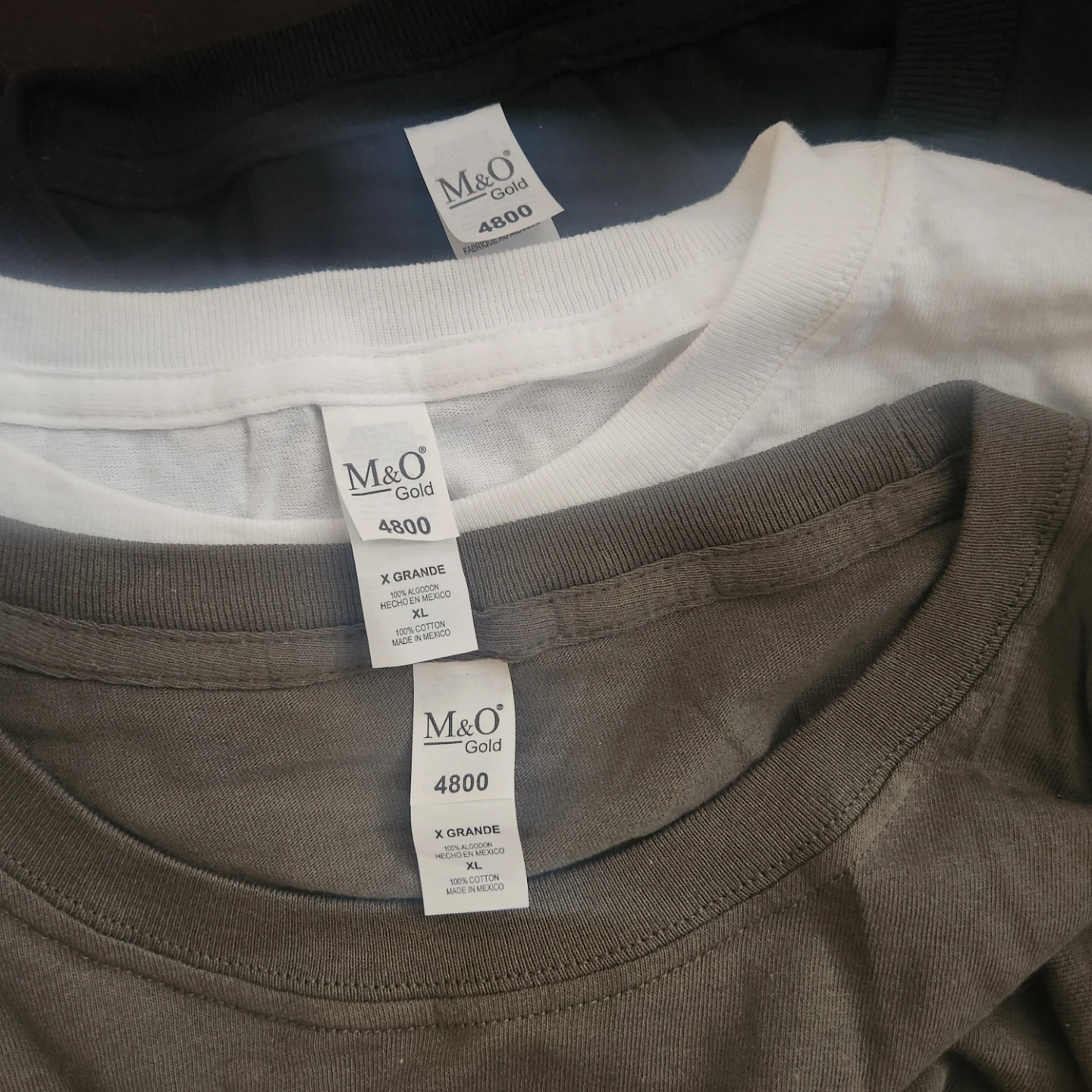 M&O Gold 4800 Blank T-Shirts White/Dark Green