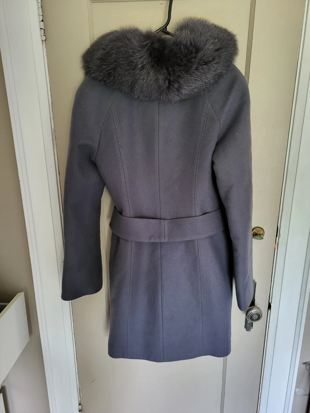 Sharm Collection Wool Blend Coat with Fur Collar - photo 2