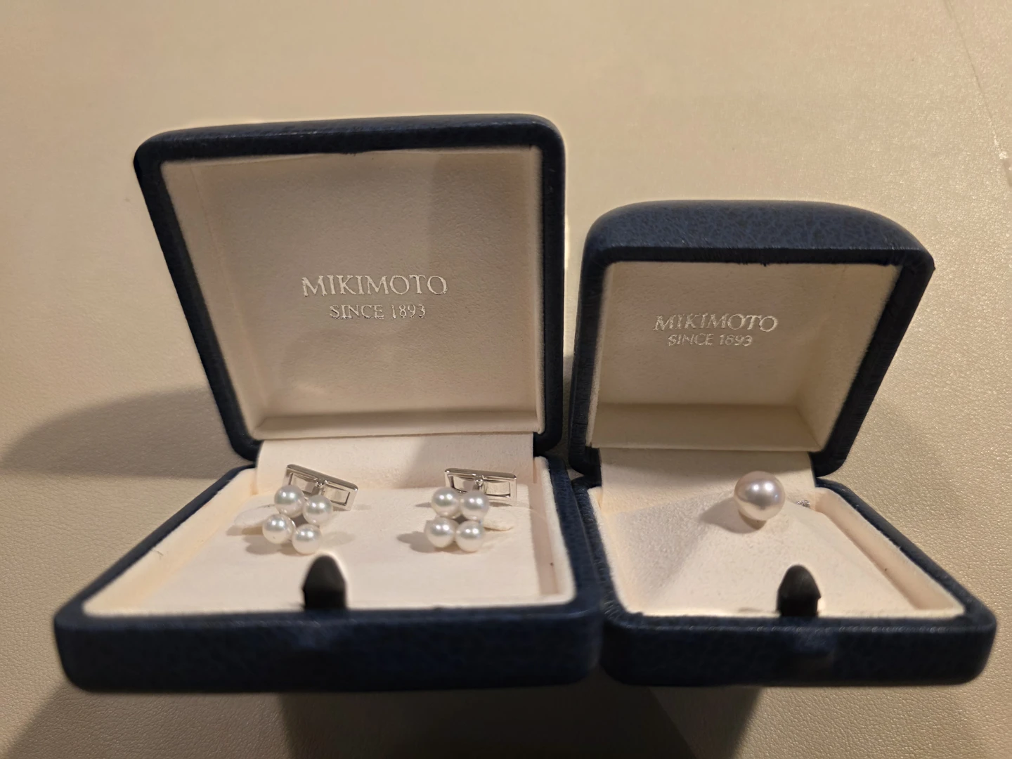 Mikimoto Pearl Cufflinks and Tie Pin Set