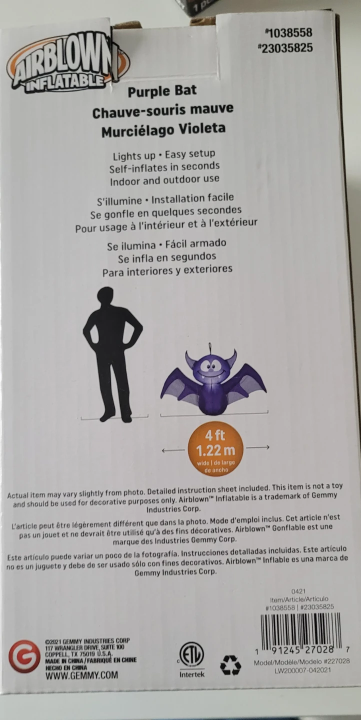 Inflatable purple bat - photo 2