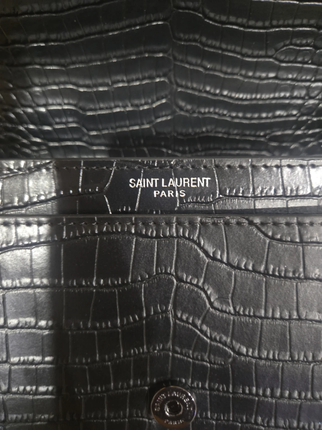 Saint Laurent Crocodile-Embossed Black Clutch - photo 3