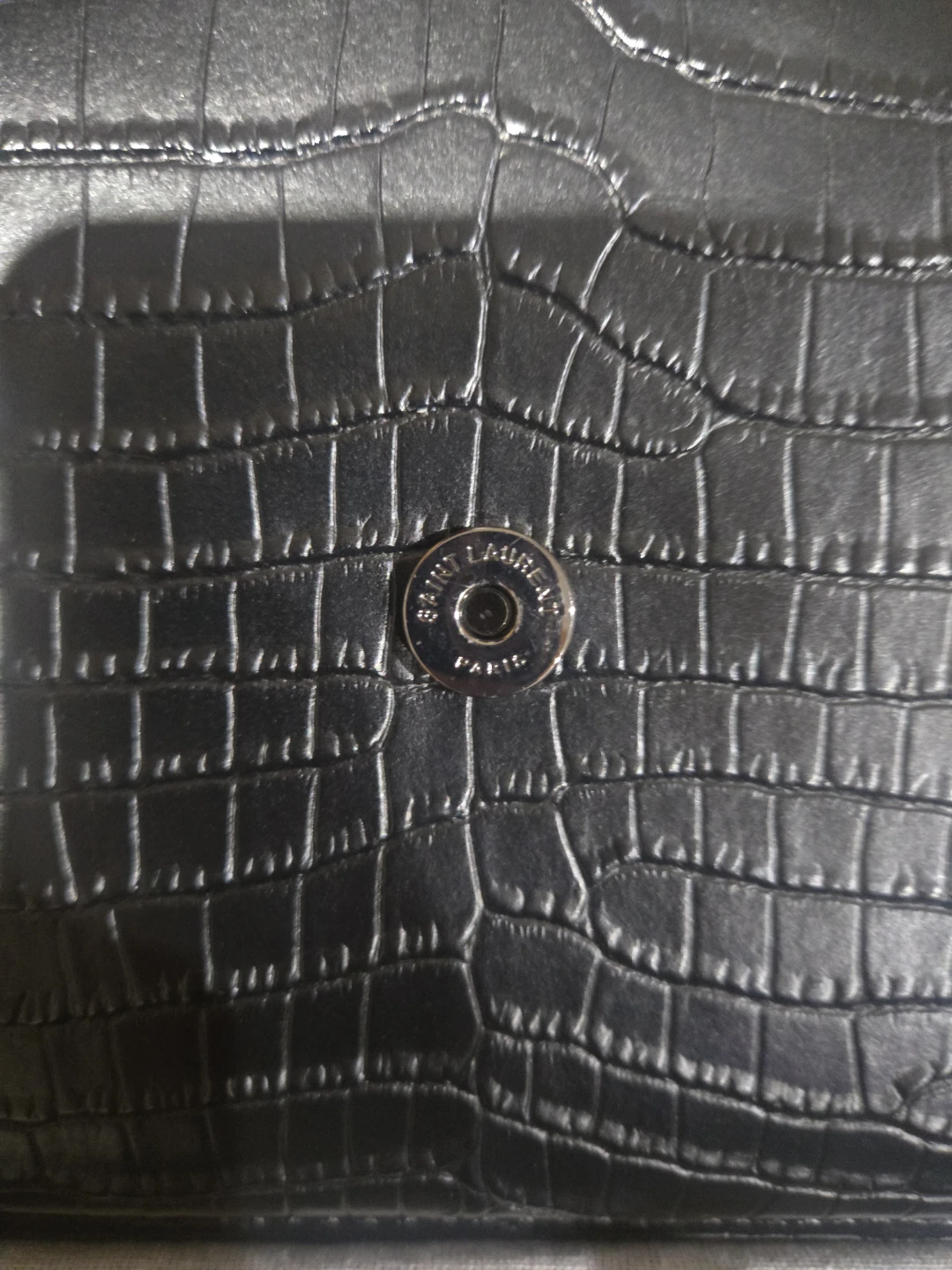 Saint Laurent Crocodile-Embossed Black Clutch - photo 4