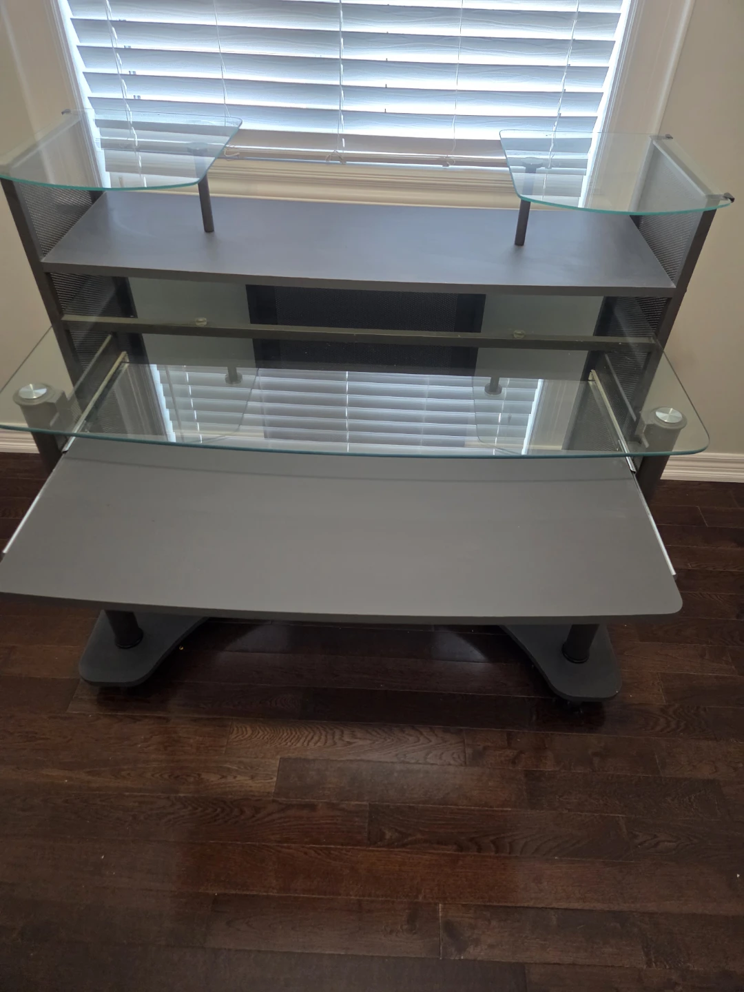 Modern Glass and Metal Computer Desk - photo 2