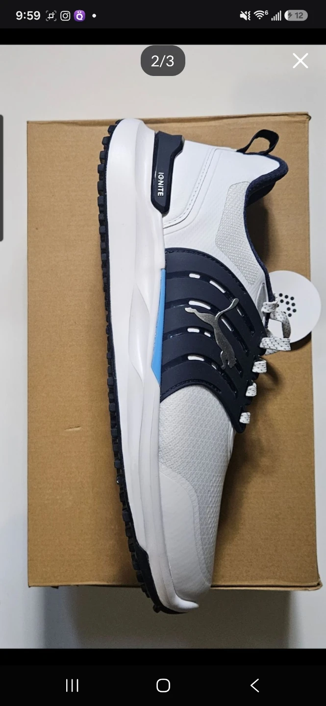 Puma Ignite Elevate 2 Golf Shoes, White/Navy, Size 8 US