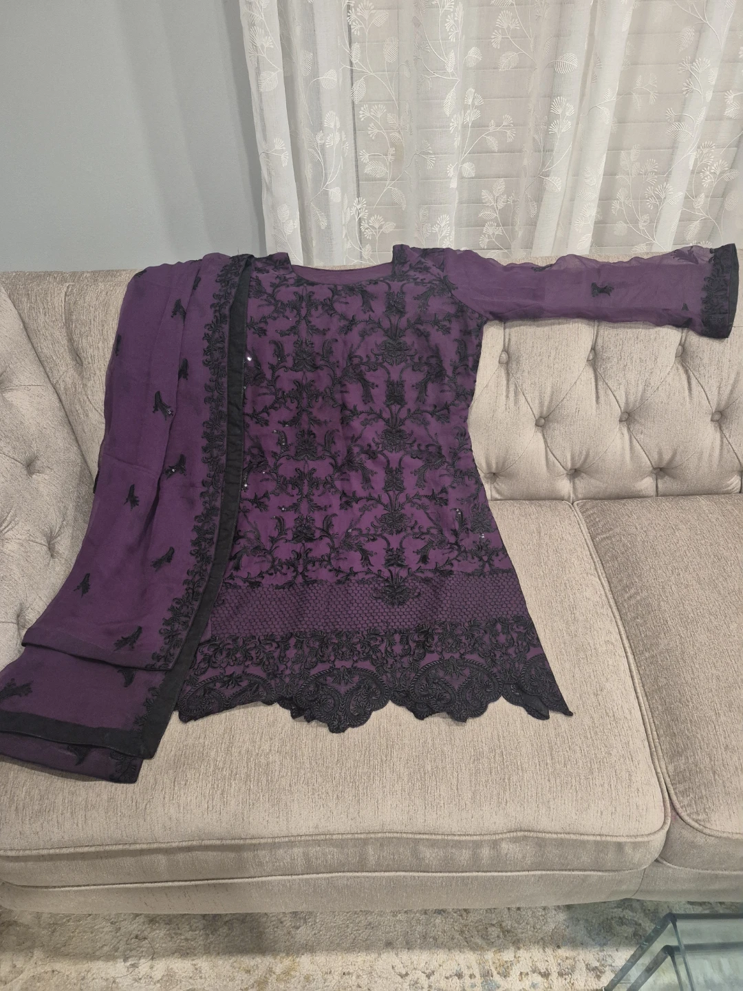 Purple Embroidered Pakistani Suit