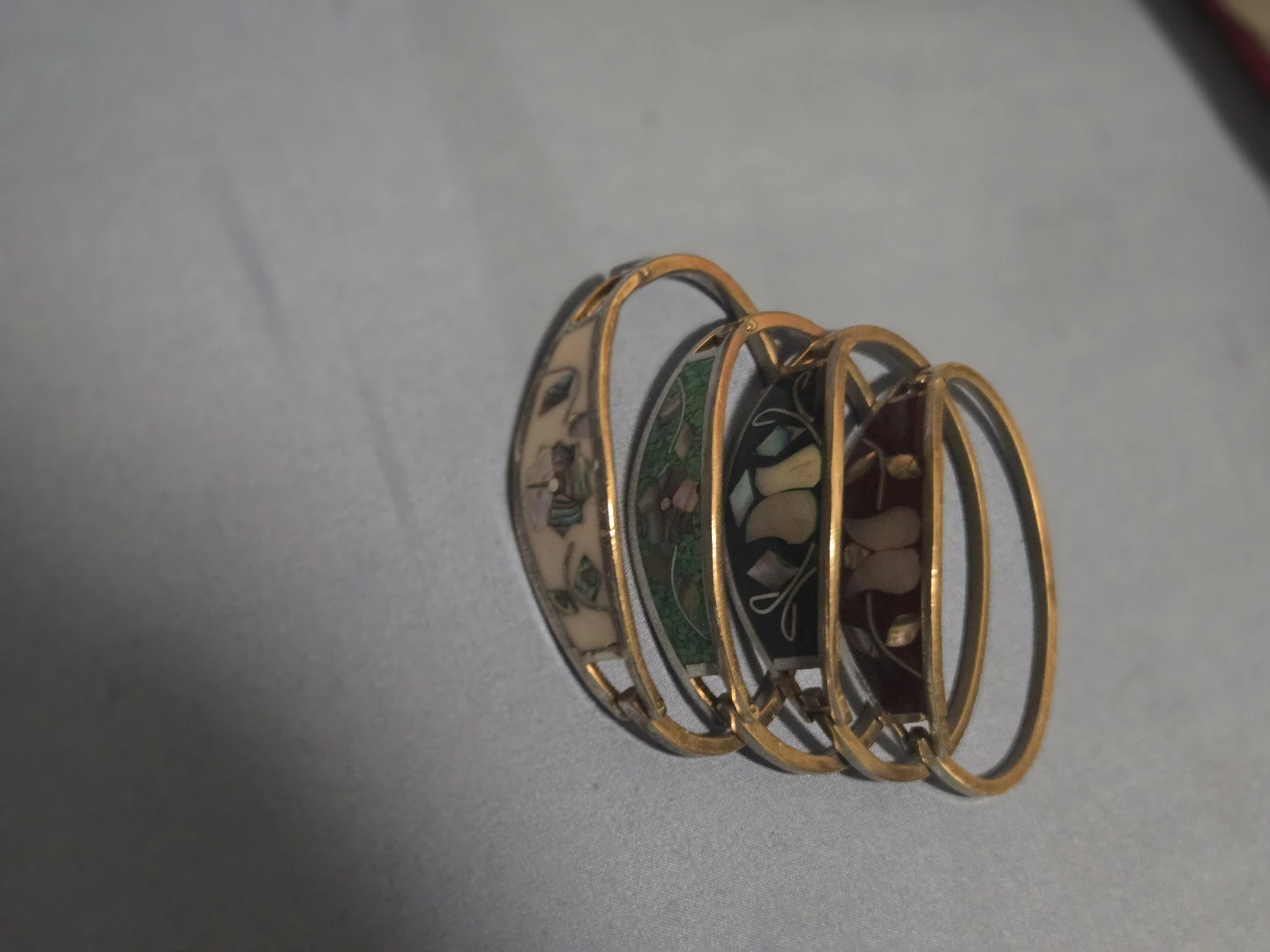 Set of 4 Floral Mother of Pearl Hinged Bracelets