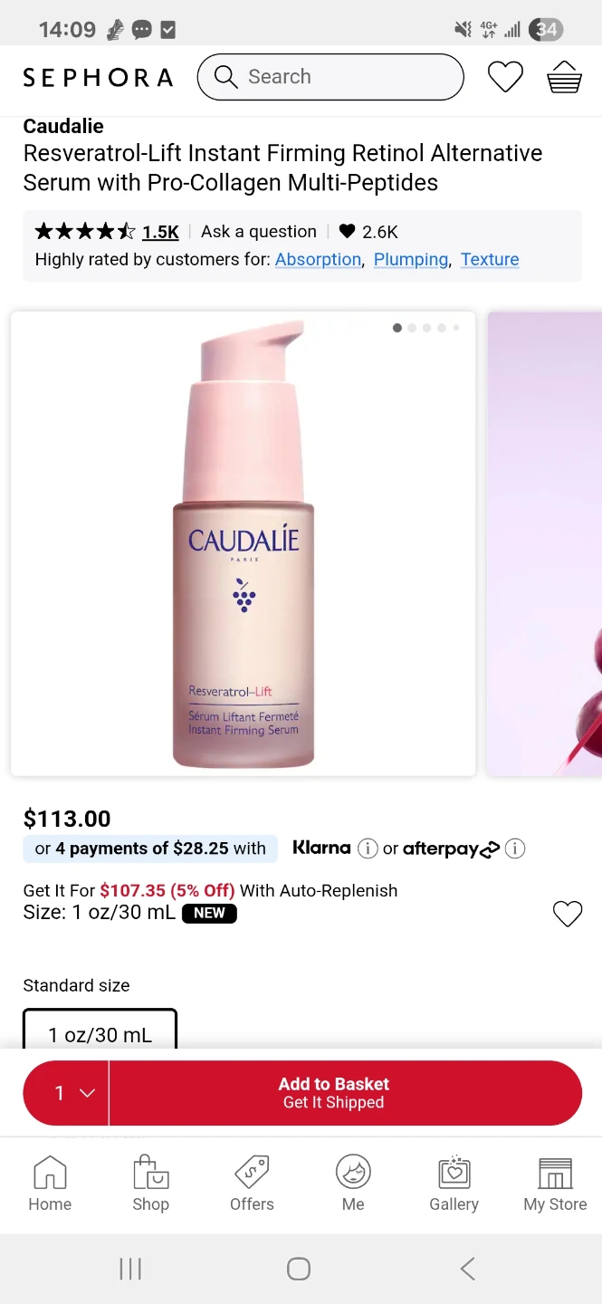 Caudalie Resveratrol-Lift Instant Firming Retinol Serum Samples