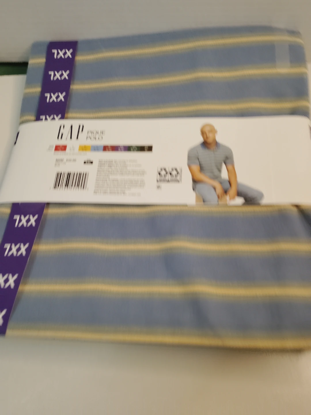 Gap Pique Polo Shirt Blue Striped XXL - photo 2