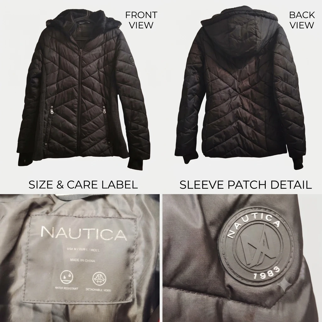 Nautica Women’s Black Puffer Jacket with Detachable Hood - photo 2