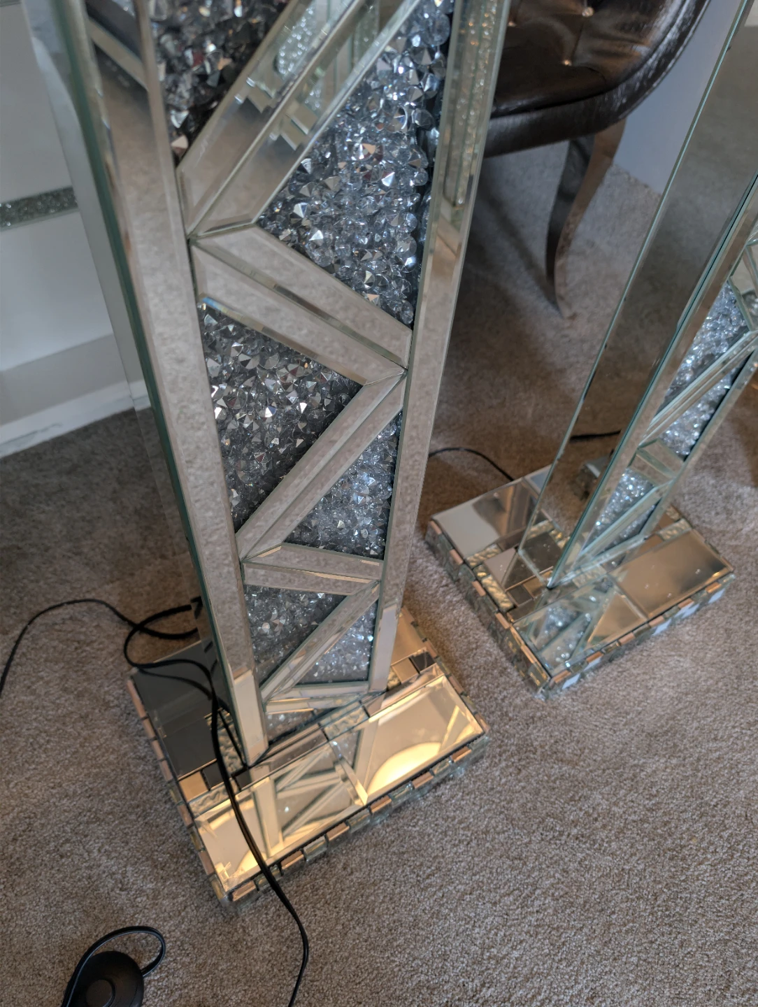 Set of Two Mirrored Crystal Floor Lamps - photo 2
