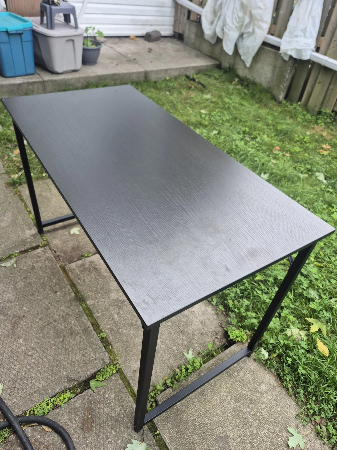 Modern Black Wood Office Table with Metal Frame