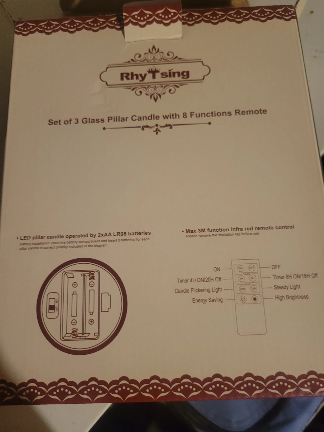 🏈 RhyTsing Set of 3 Glass Pillar LED Candles - photo 3
