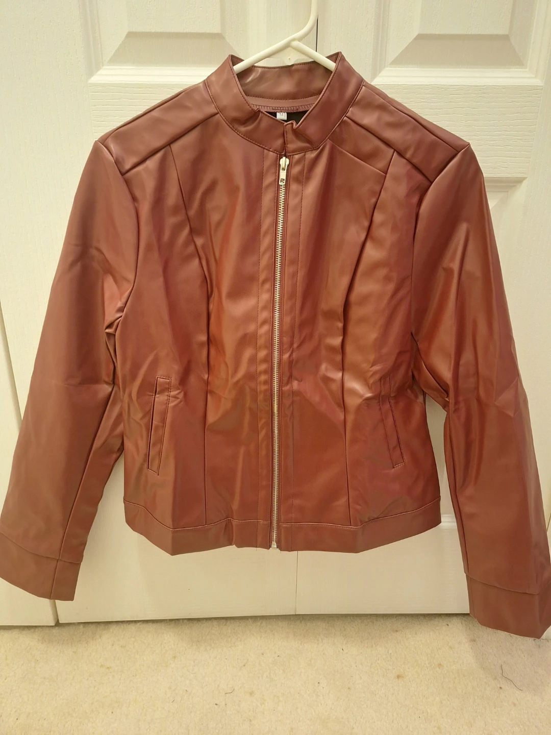 NEW Burgundy Faux Leather Jacket - photo 5