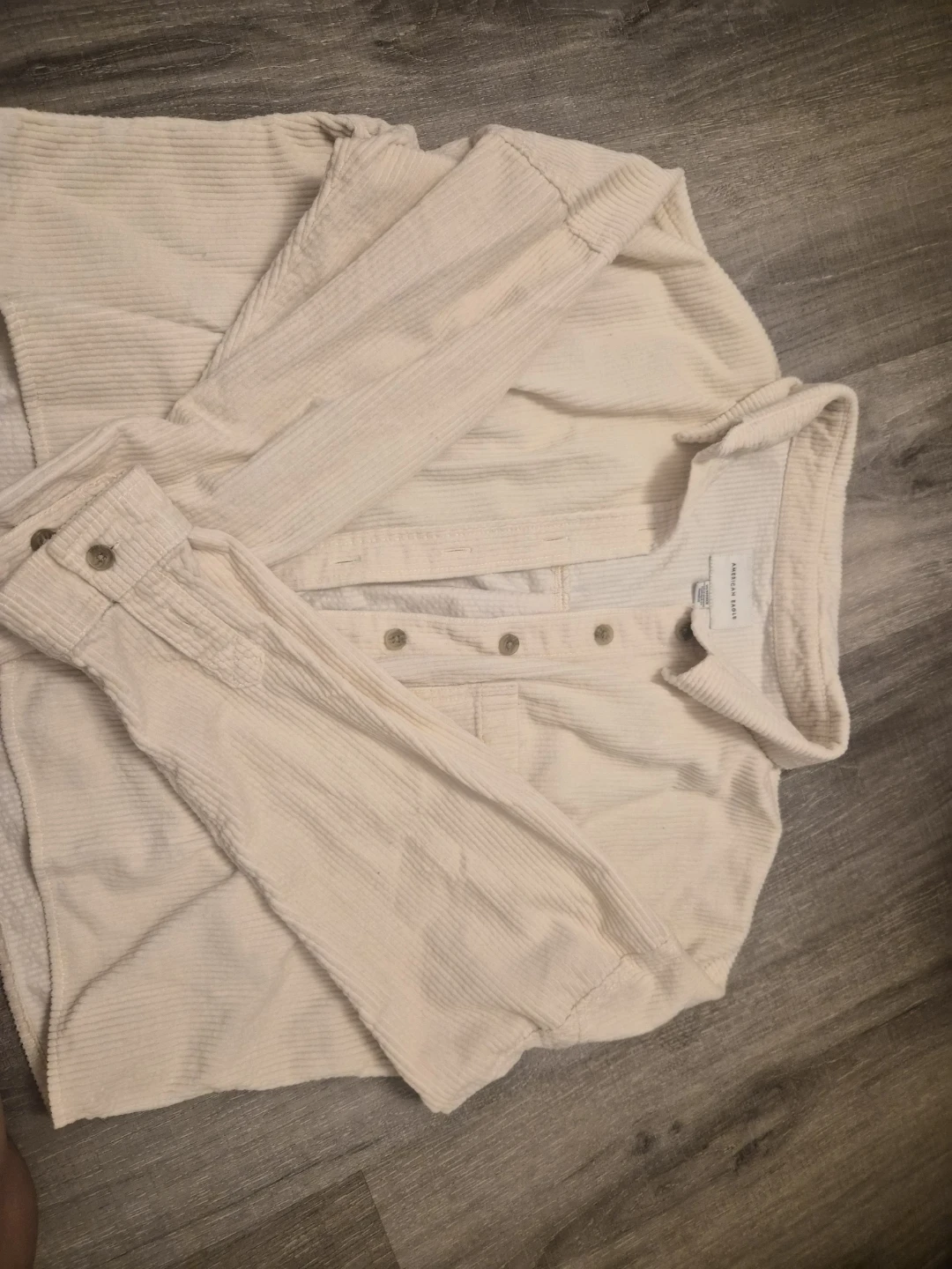 American Eagle Cream Corduroy Shirt