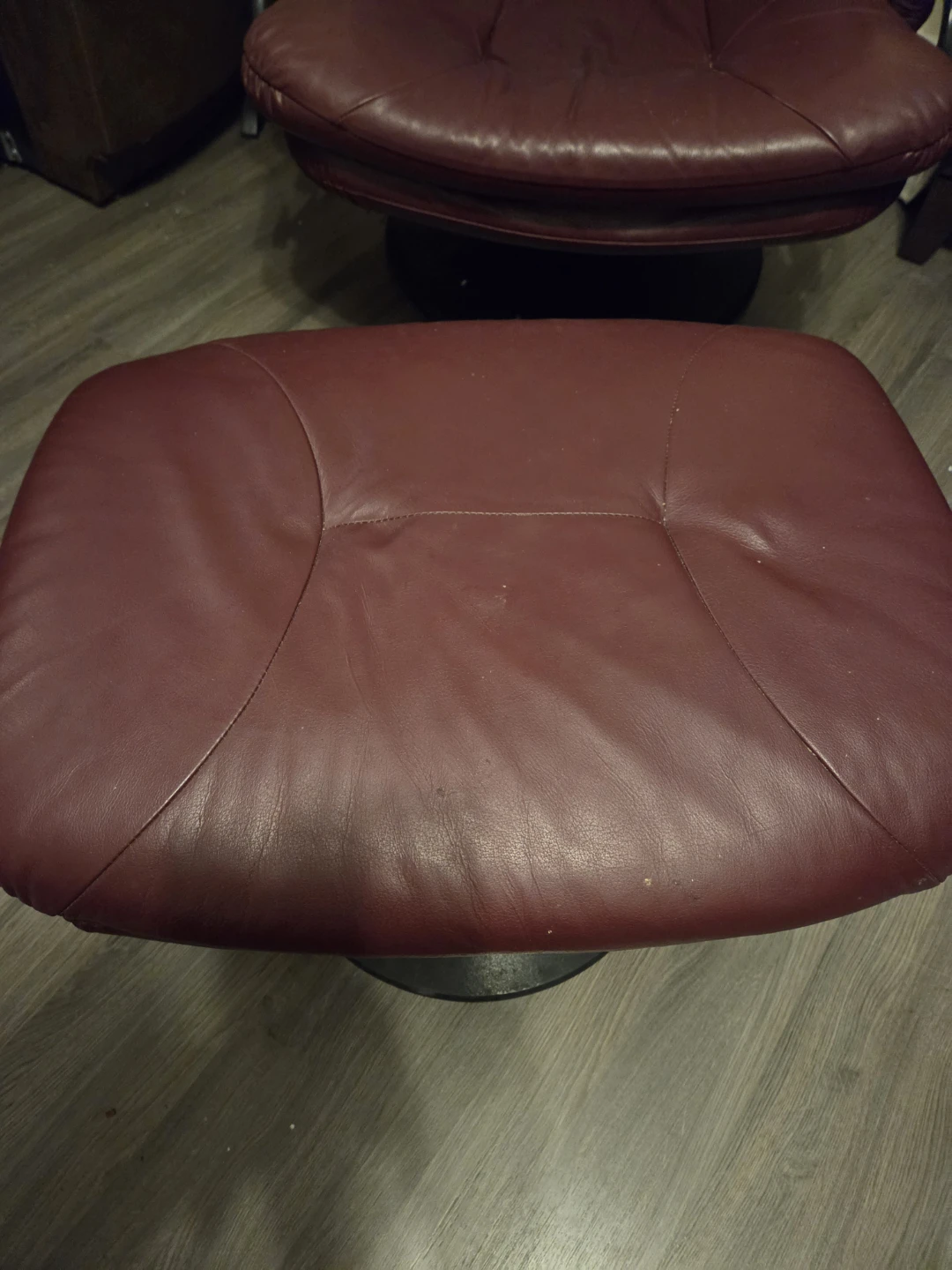 Burgundy Swivel Recliner Chair with Matching Ottoman - photo 3