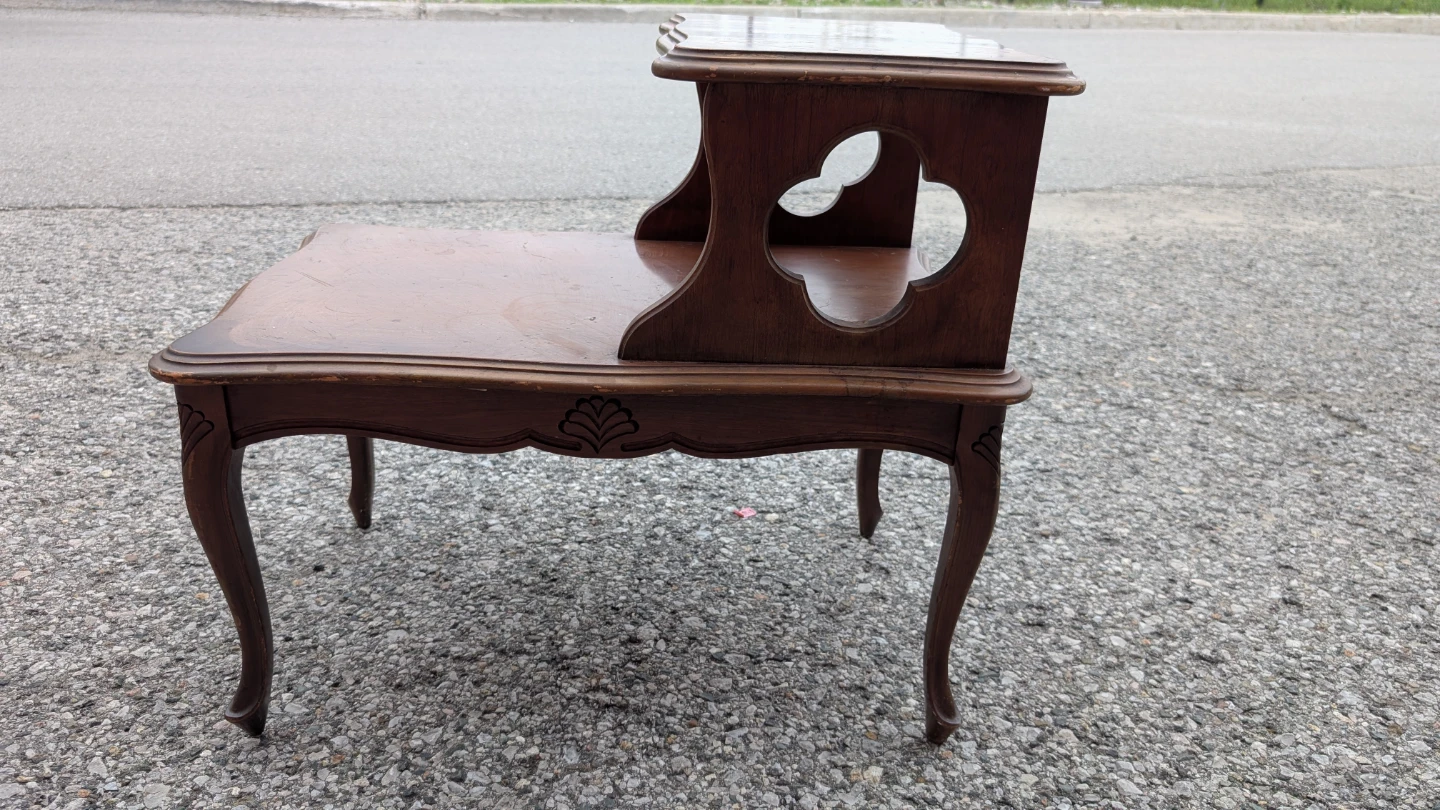 Vintage Tiered Wood Side Table - photo 3