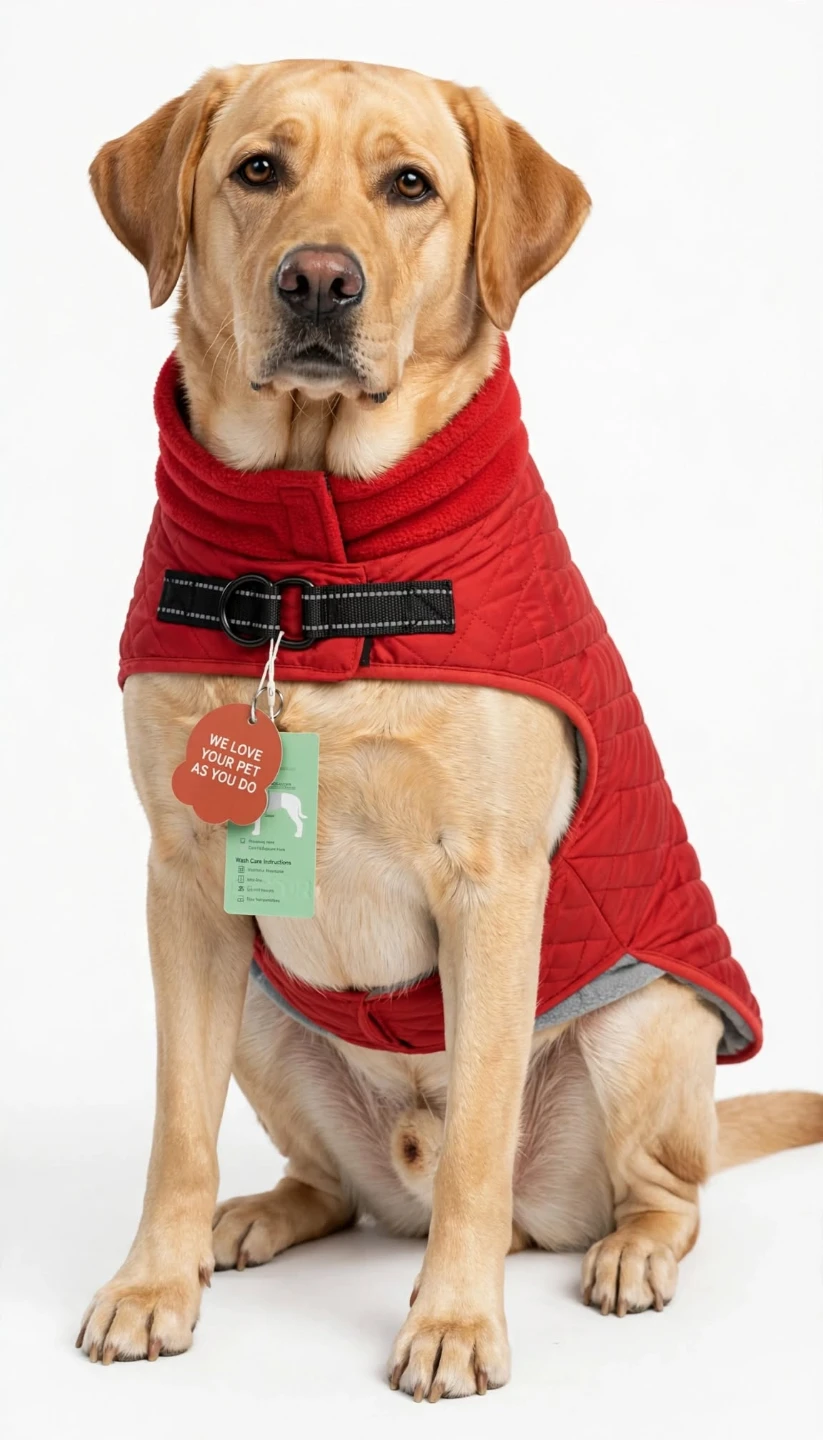Red Quilted Dog Winter Coat - photo 4