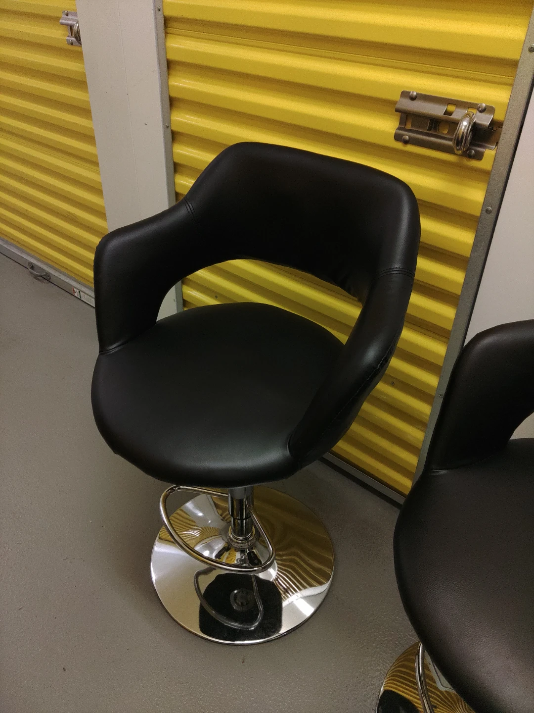 Black Bar Stool with Chrome Base - photo 2