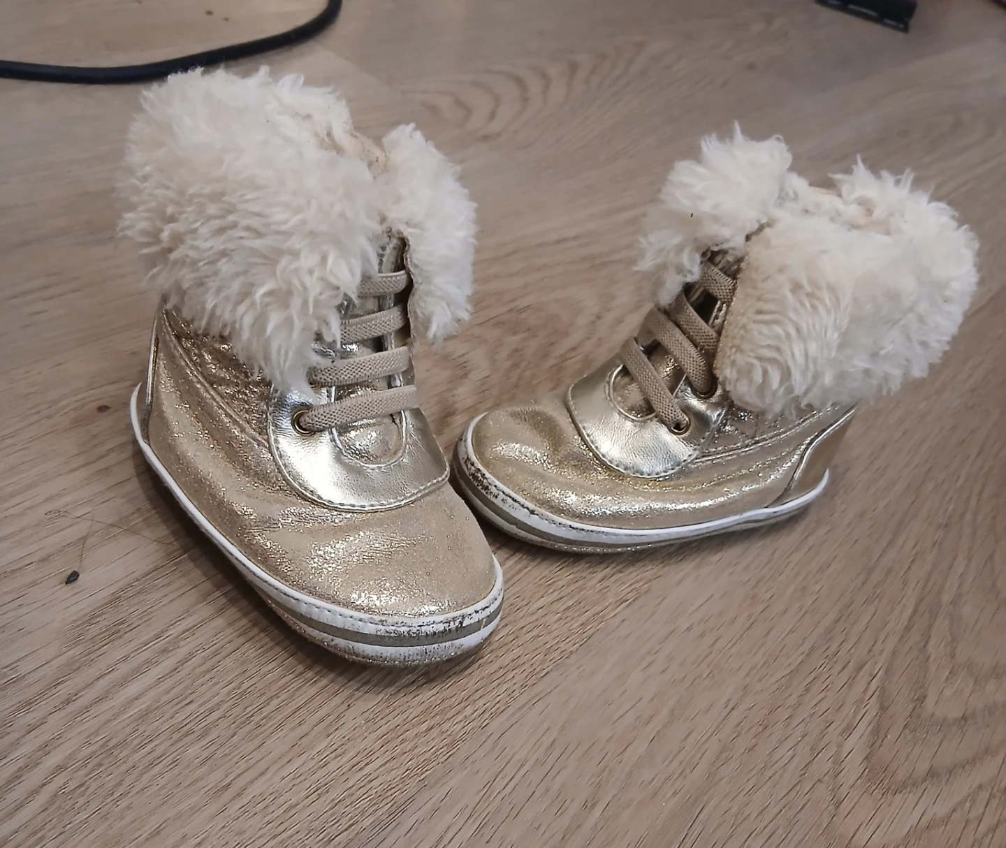 ALDO Baby Gold Shimmer Faux Fur Boots