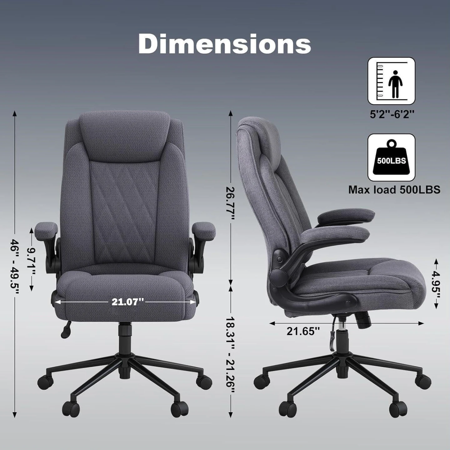 Grey Fabric Ergonomic Office Chair - photo 2