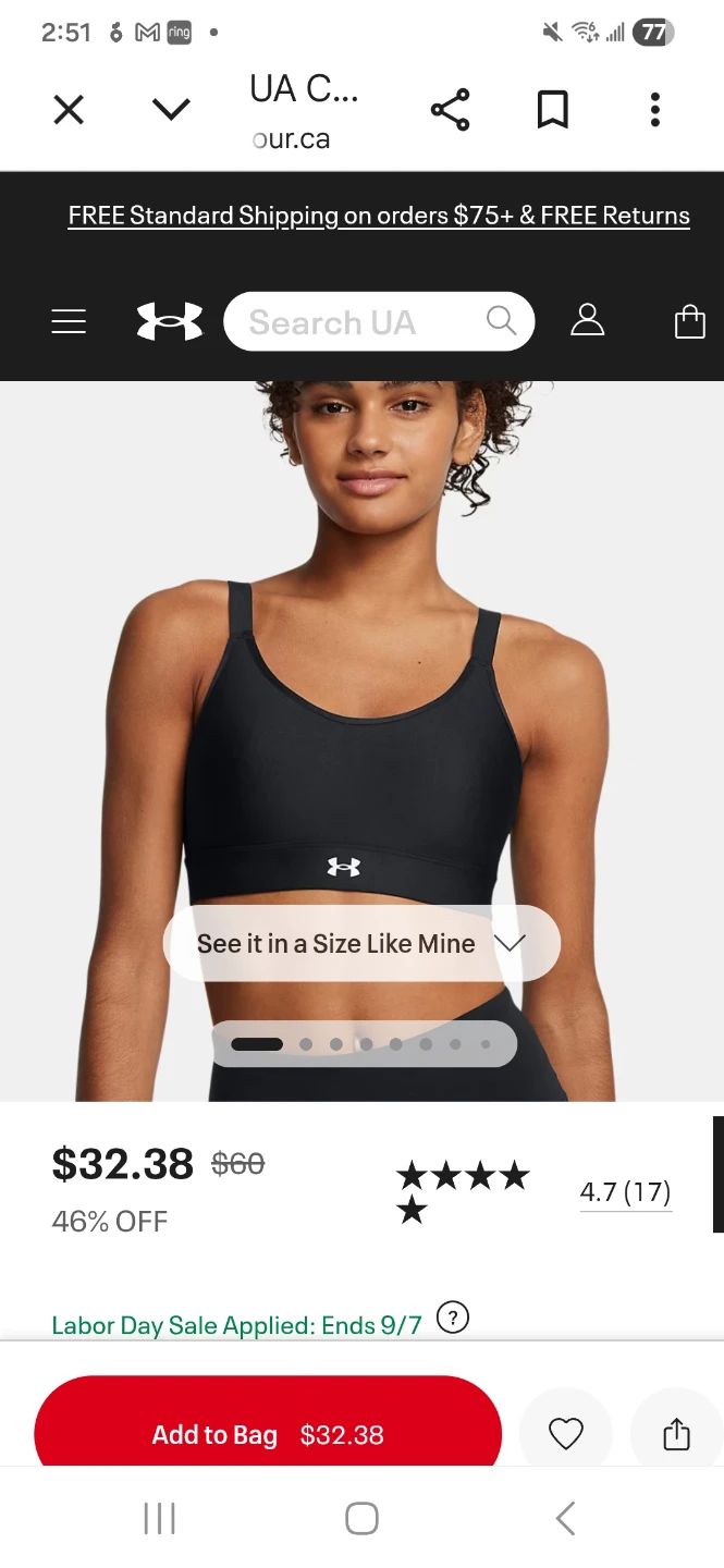 Under Armour Sports Bra - Purple - photo 3