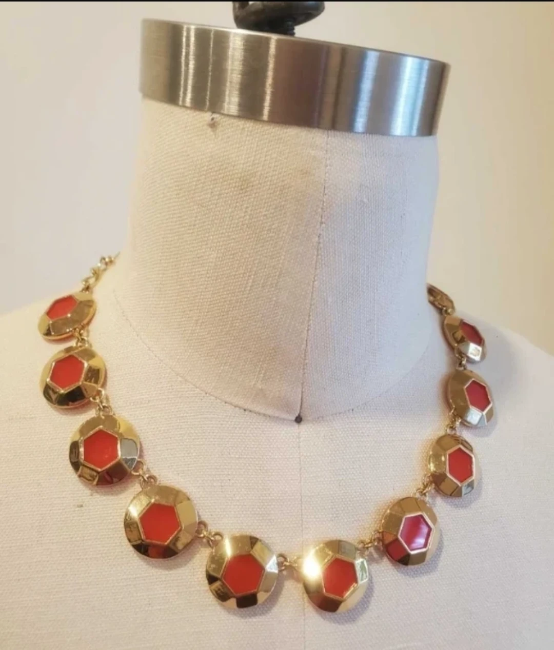 Kate Spade Gold Tone and Orange Statement Necklace