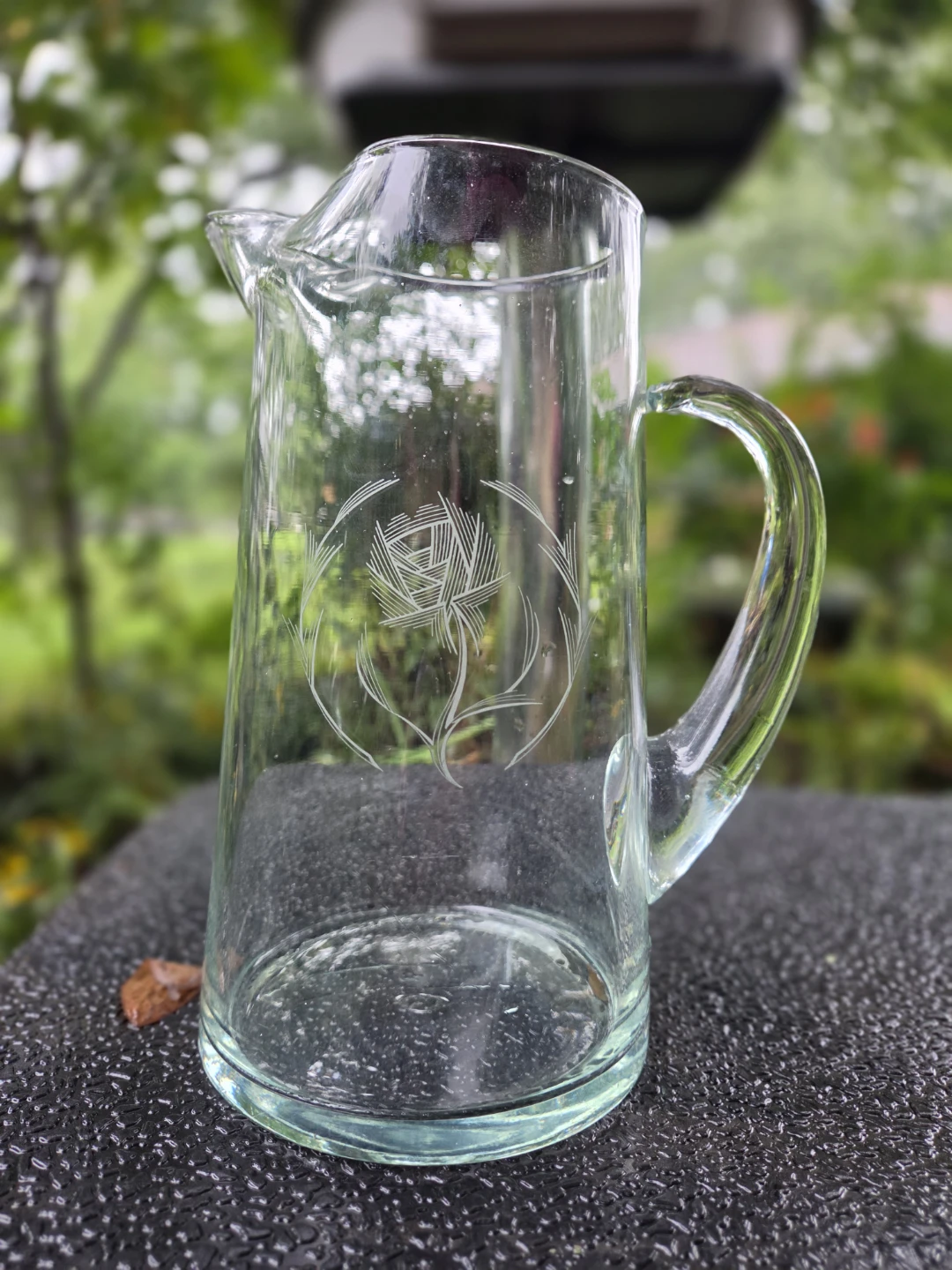 Martini Pitcher Floral Etching