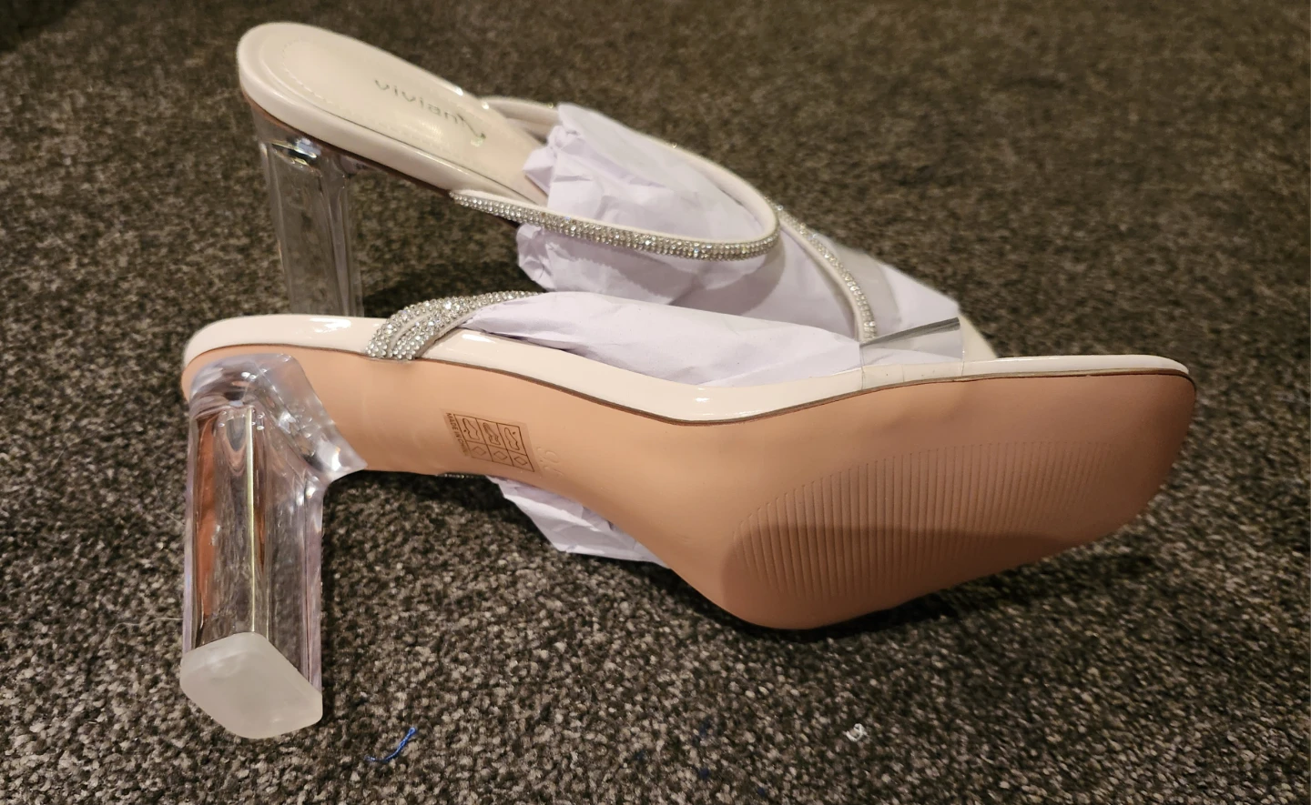 Vivianly Crystal Strappy Heeled Mules 🏈 - photo 5