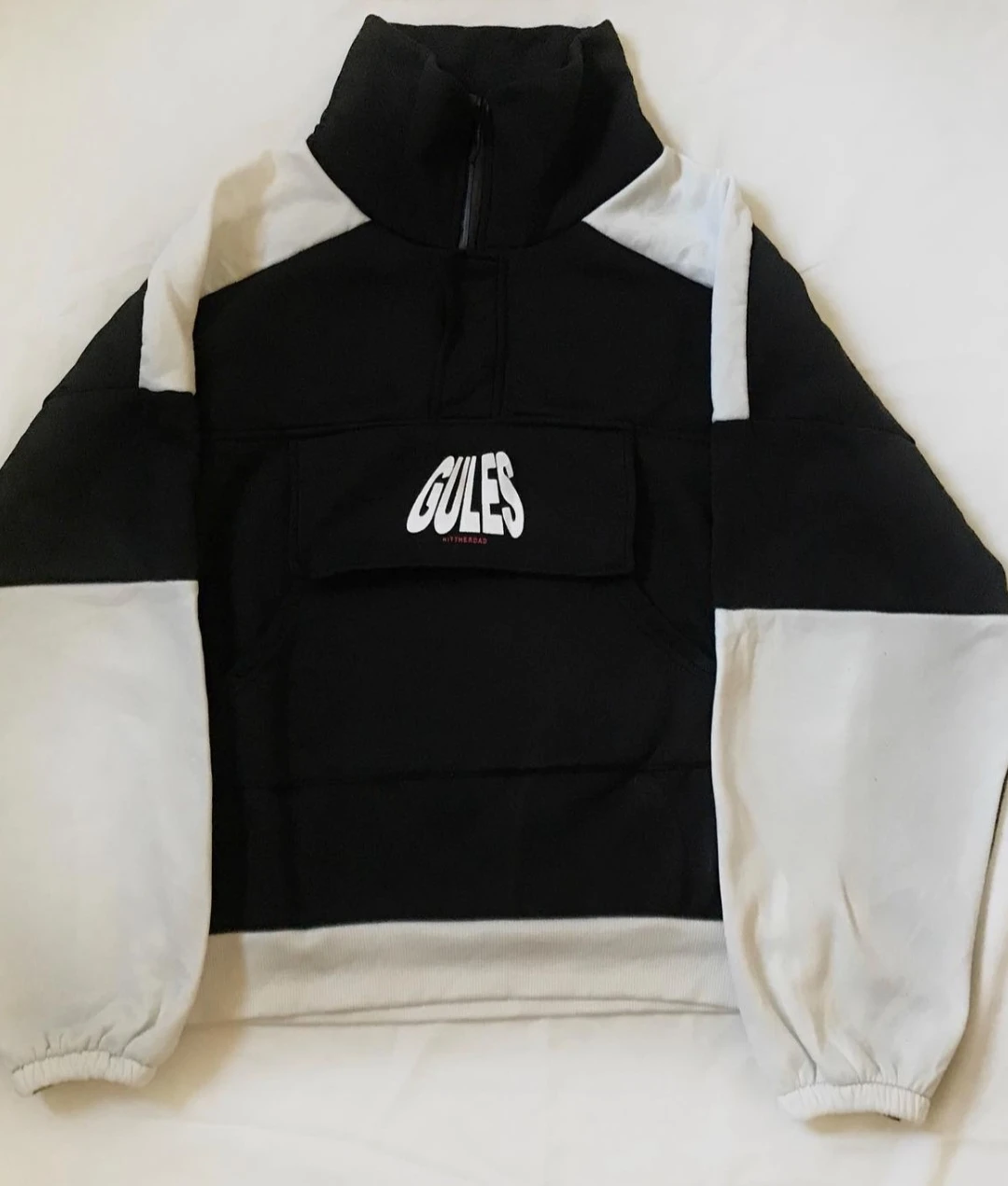 Black and white oversized colour block hoodie/sweater