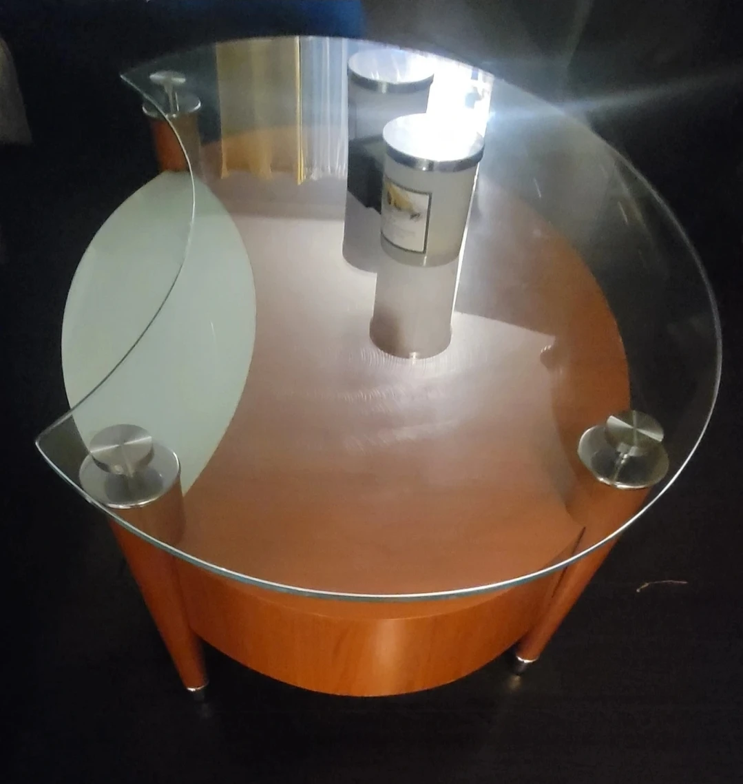Modern Glass and Wood Coffee Table