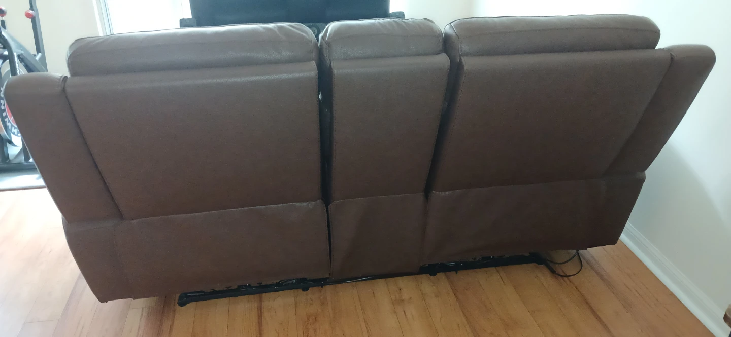 Brown Leather Power Reclining Loveseat - photo 3