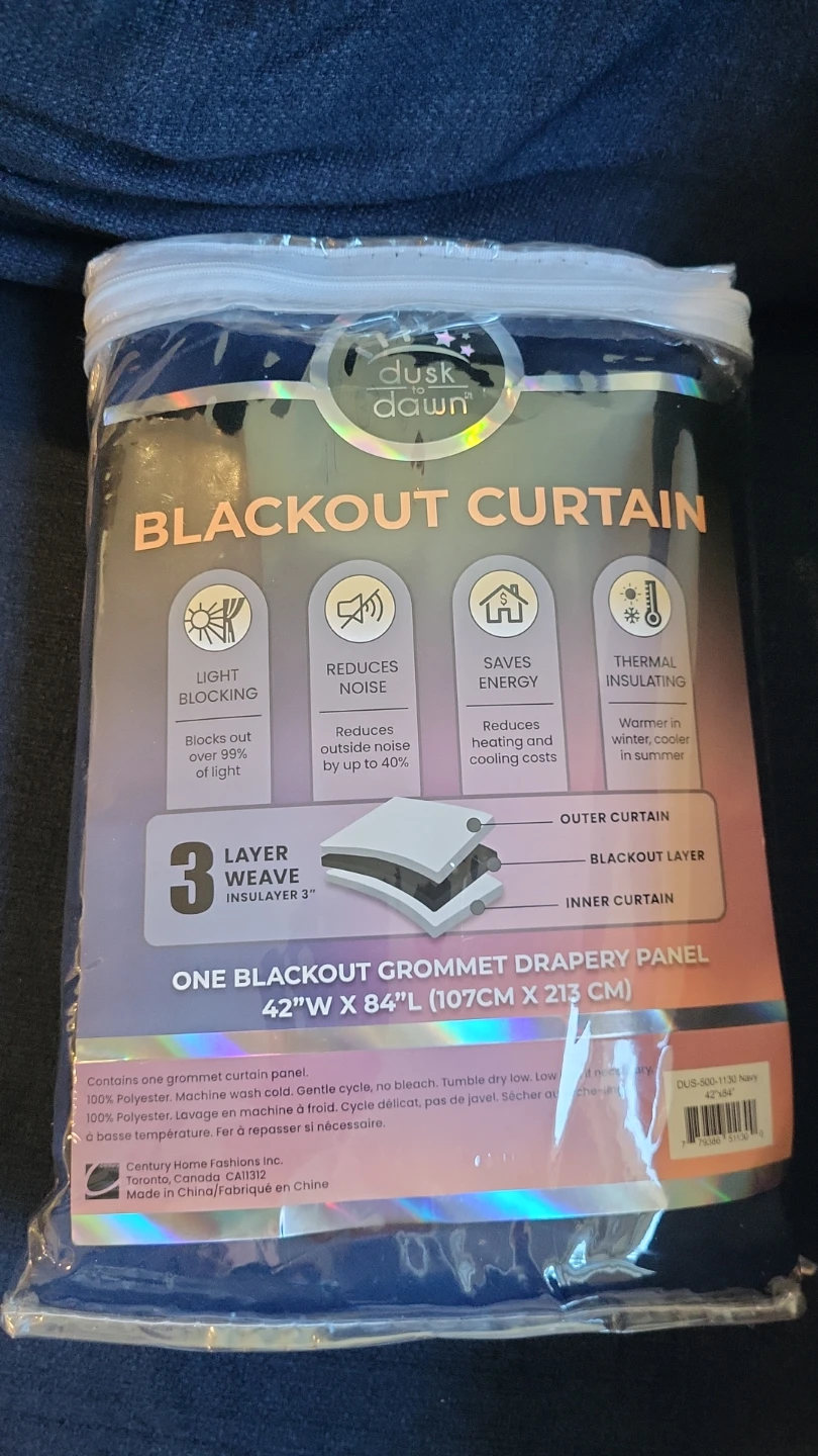 Dusk to Dawn Navy Blue Blackout Grommet Curtain Panel