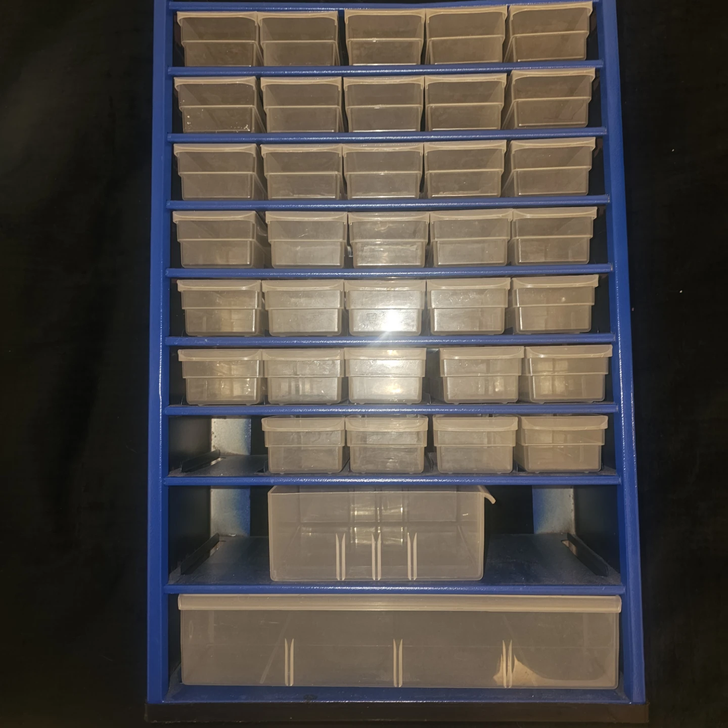 Blue Parts Organizer Cabinet