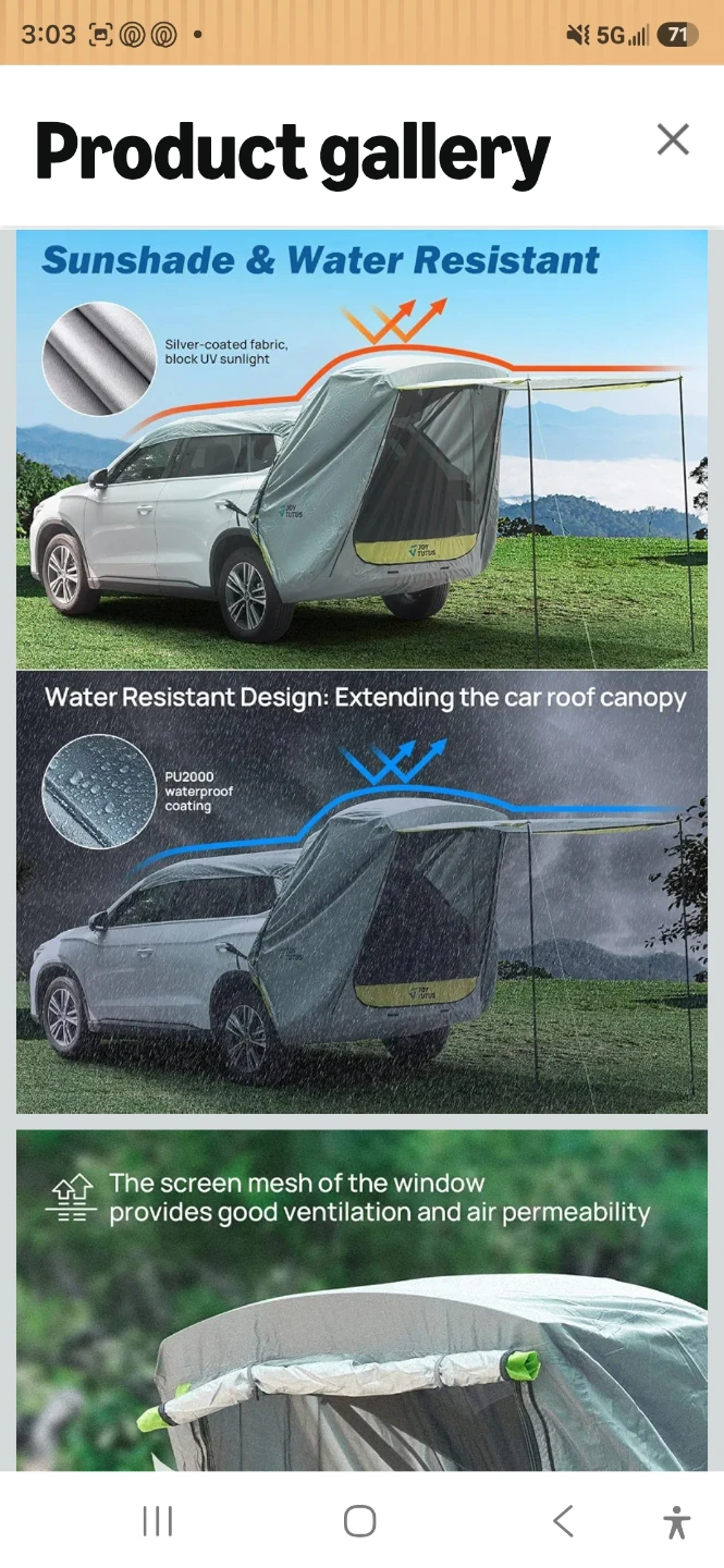 JOYTUTUS SUV Tailgate Tent with Awning Shade - photo 3